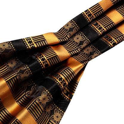 Black Gold Ascot, Pocket Square and Cufflinks ascot    - Sophisticated Gentlemen