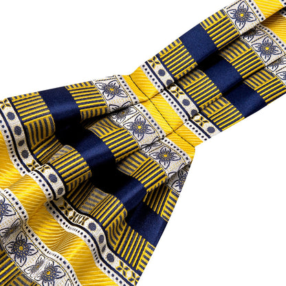 Blue Yellow Ascot, Pocket Square and Cufflinks ascot    - Sophisticated Gentlemen