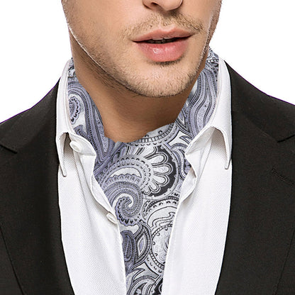 Silver Floral Ascot, Pocket Square and Cufflinks ascot    - Sophisticated Gentlemen