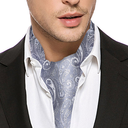 Gray Paisley Ascot, Pocket Square and Cufflinks ascot    - Sophisticated Gentlemen