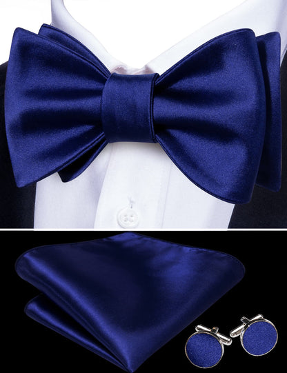 Navy Blue Bow Tie Set bow ties    - Sophisticated Gentlemen