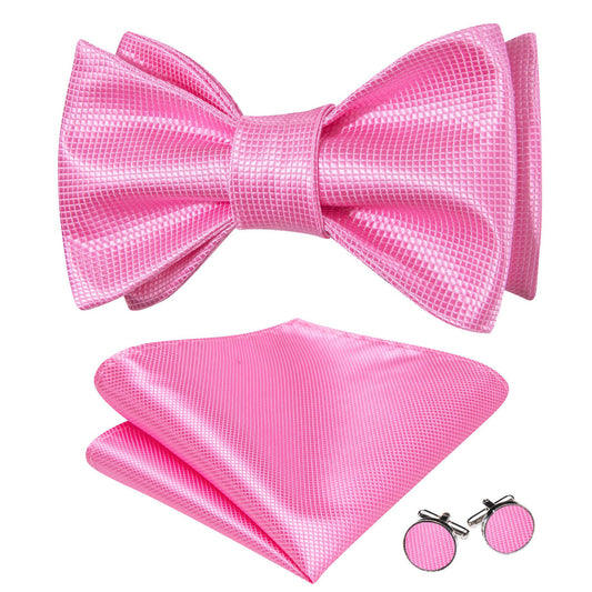 Pink Plaid Bow Tie Set bow ties    - Sophisticated Gentlemen