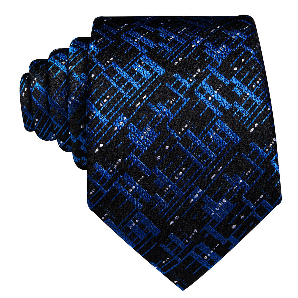 Black Blue Novelty Tie, Pocket Square and Cufflinks Set tie sets    - Sophisticated Gentlemen