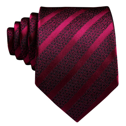 Burgundy Black Red Pattern Tie, Pocket Square and Cufflinks Set tie sets    - Sophisticated Gentlemen