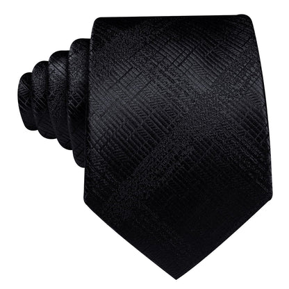 Black Embossed Jacquard Silk Tie, Pocket Square & Cufflinks Set tie sets - Sophisticated Gentlemen
