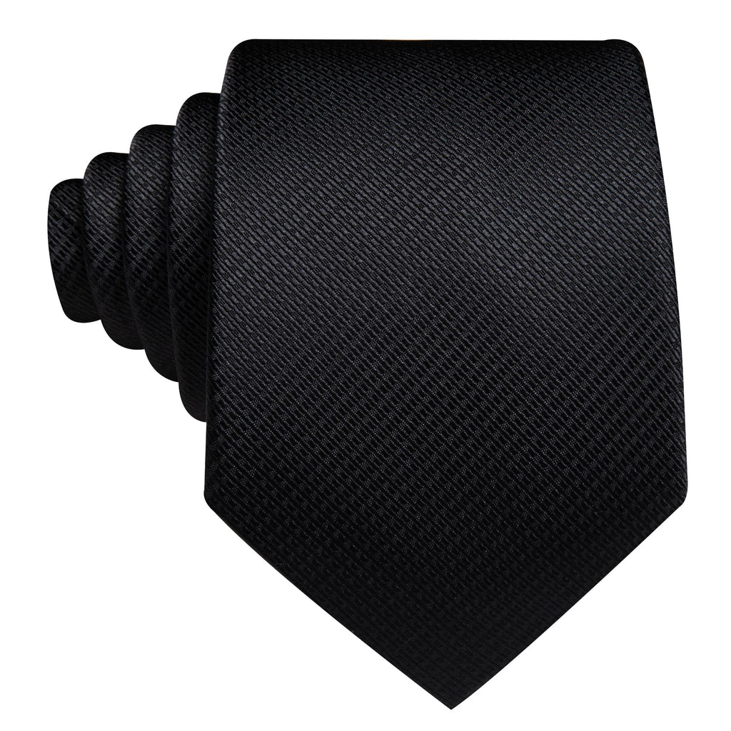 Black Geometric Jacquard Tie, Pocket Square, and Cufflinks Set tie sets    - Sophisticated Gentlemen