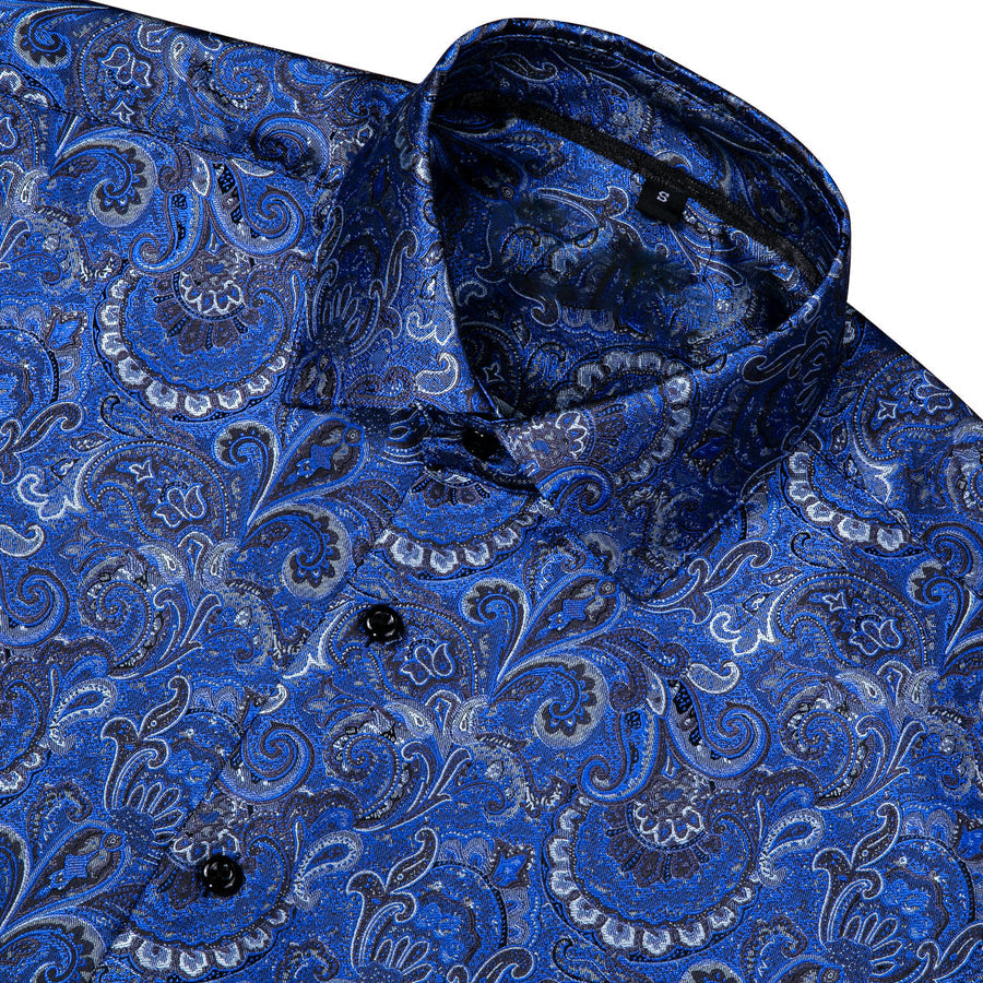 Royal Blue Paisley Dress Shirt shirt    - Sophisticated Gentlemen
