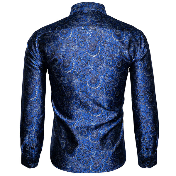 Royal Blue Paisley Dress Shirt, S