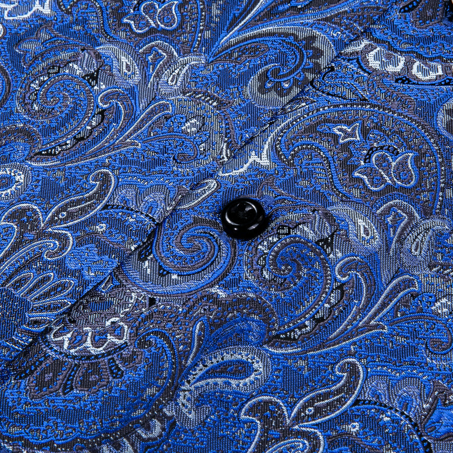 Royal Blue Paisley Dress Shirt shirt    - Sophisticated Gentlemen