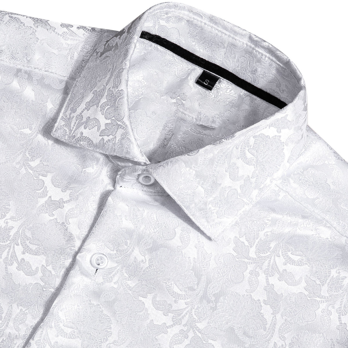 White Floral Silk Dress Shirt shirt    - Sophisticated Gentlemen