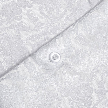 White Floral Silk Dress Shirt shirt    - Sophisticated Gentlemen