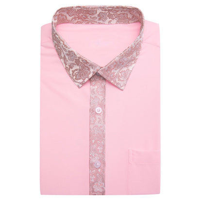 Baby Pink Dress Shirt with White & Pink Floral Trim Detailing shirt - Sophisticated Gentlemen