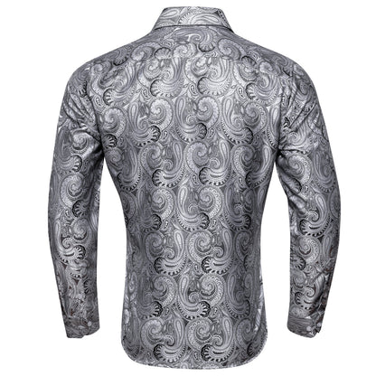 Gray Paisley Silk Shirt shirt    - Sophisticated Gentlemen