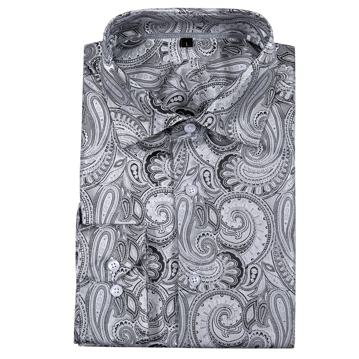 Gray Paisley Silk Shirt shirt    - Sophisticated Gentlemen