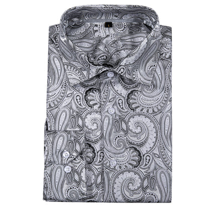 Gray Paisley Silk Shirt shirt    - Sophisticated Gentlemen