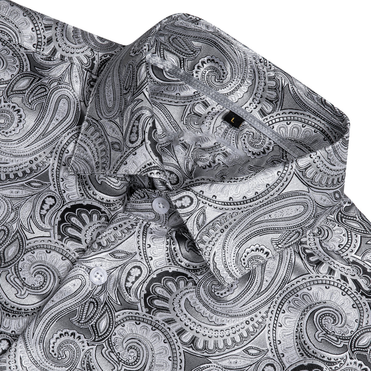 Gray Paisley Silk Shirt shirt    - Sophisticated Gentlemen