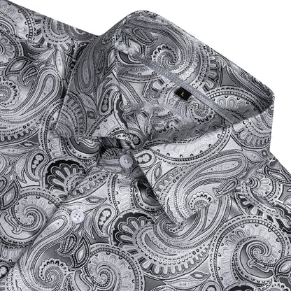 Gray Paisley Silk Shirt shirt    - Sophisticated Gentlemen