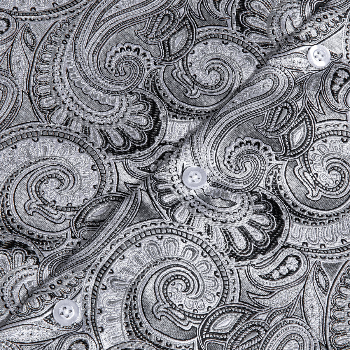 Gray Paisley Silk Shirt shirt    - Sophisticated Gentlemen