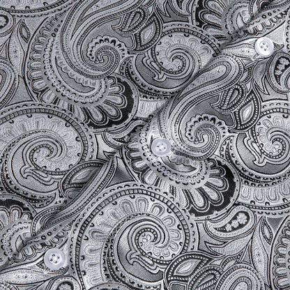Gray Paisley Silk Shirt shirt    - Sophisticated Gentlemen