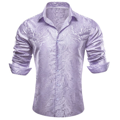 Light Purple Paisley Silk Dress Shirt shirt    - Sophisticated Gentlemen