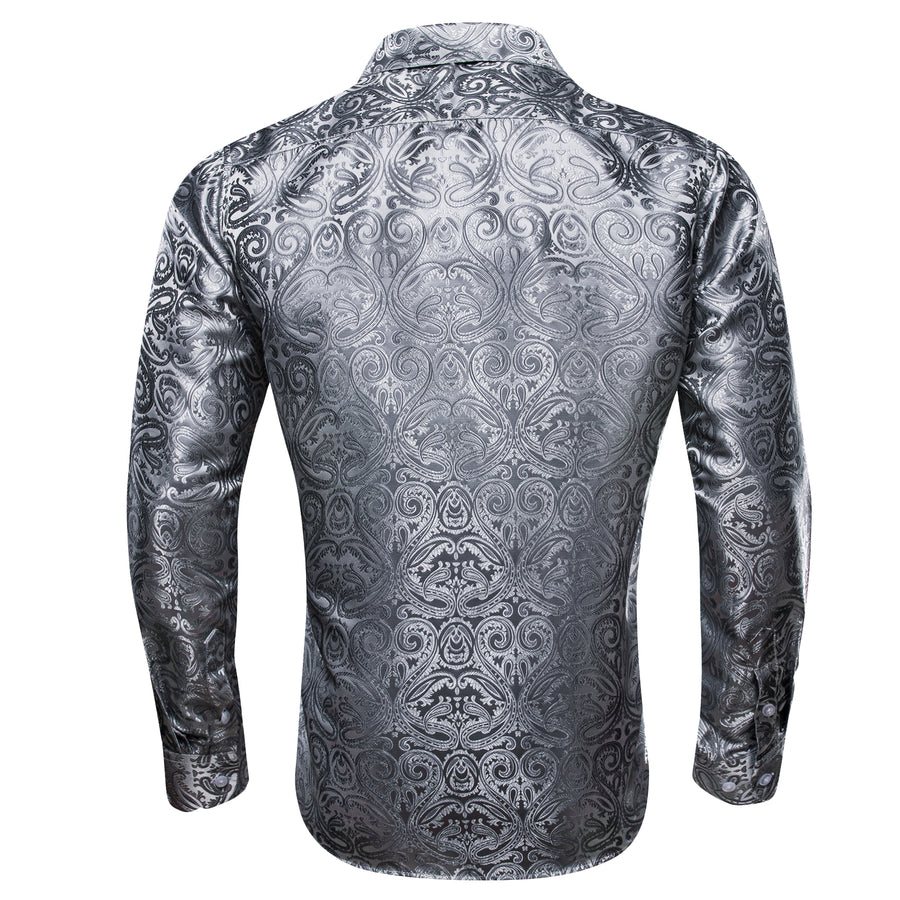 Classic White Silver Silk Dress Shirt shirt    - Sophisticated Gentlemen