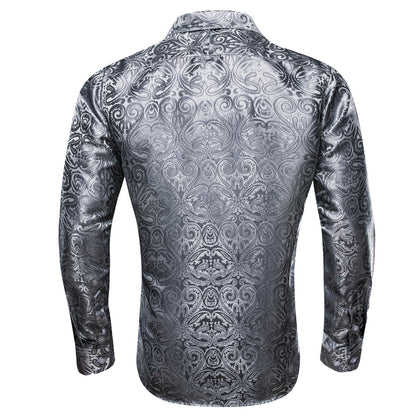 Classic White Silver Silk Dress Shirt shirt    - Sophisticated Gentlemen