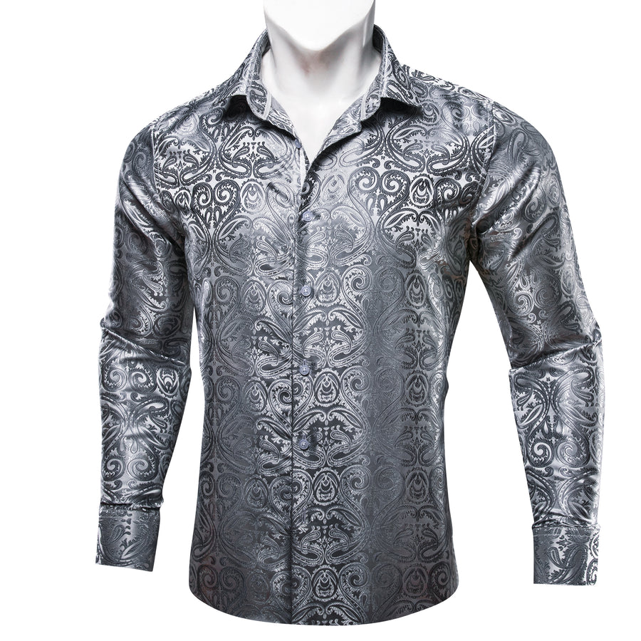Classic White Silver Silk Dress Shirt shirt S   - Sophisticated Gentlemen