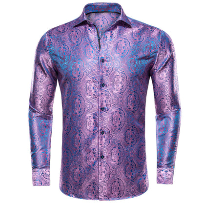 Pink and Blue Paisley Dress Shirt shirt S   - Sophisticated Gentlemen