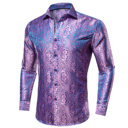 Pink and Blue Paisley Dress Shirt shirt    - Sophisticated Gentlemen