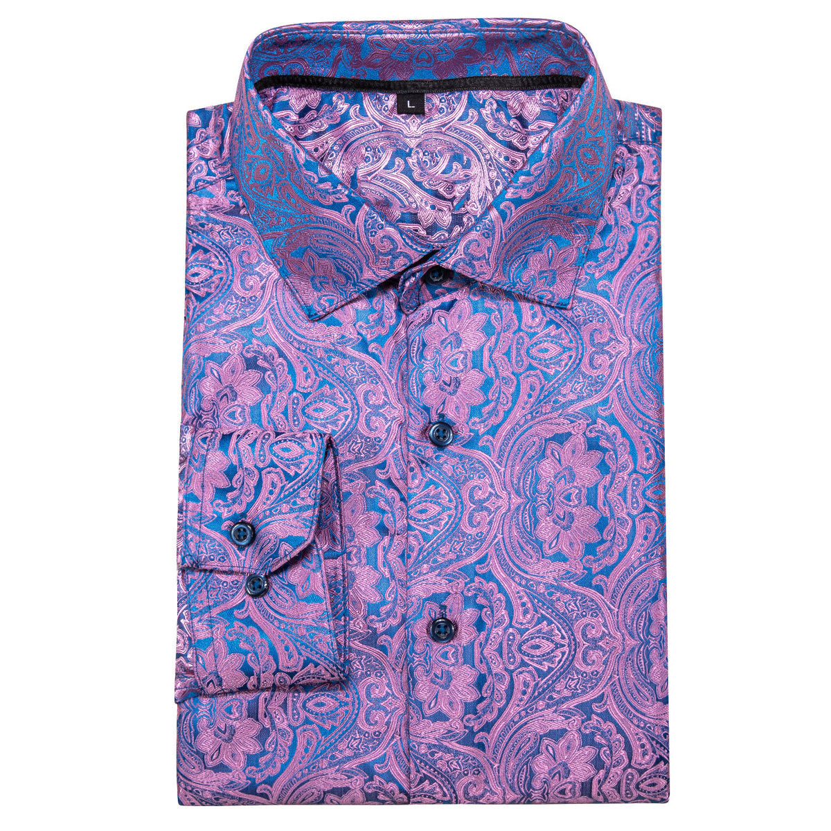 Pink and Blue Paisley Dress Shirt shirt    - Sophisticated Gentlemen