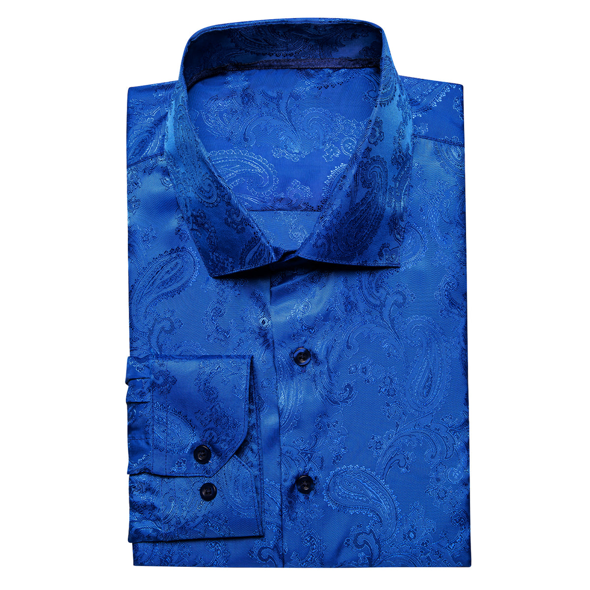Royal Blue Paisley Silk Dress Shirt shirt    - Sophisticated Gentlemen