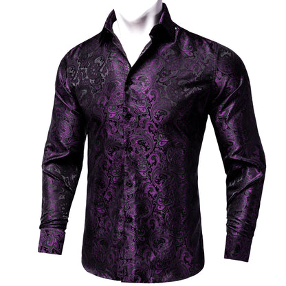 Dark Purple Floral Dress Shirt shirt    - Sophisticated Gentlemen