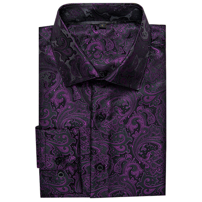 Dark Purple Floral Dress Shirt shirt    - Sophisticated Gentlemen