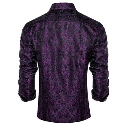 Dark Purple Floral Dress Shirt shirt    - Sophisticated Gentlemen