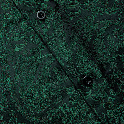 Dark Green Paisley Dress Shirt shirt    - Sophisticated Gentlemen