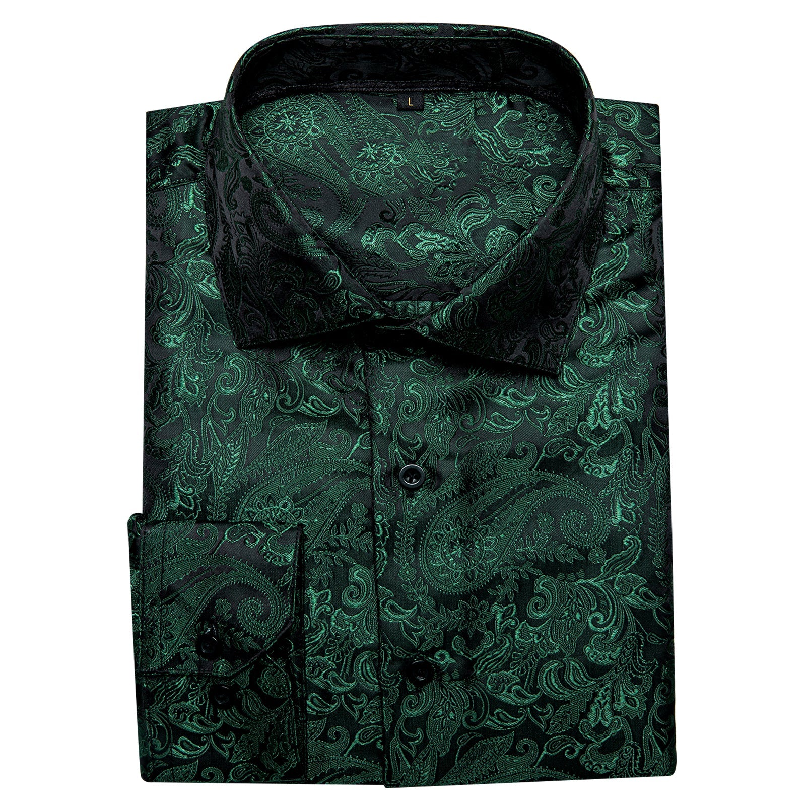 Dark Green Paisley Dress Shirt 3XL Dark Green Paisley Dress Shirt 3XL