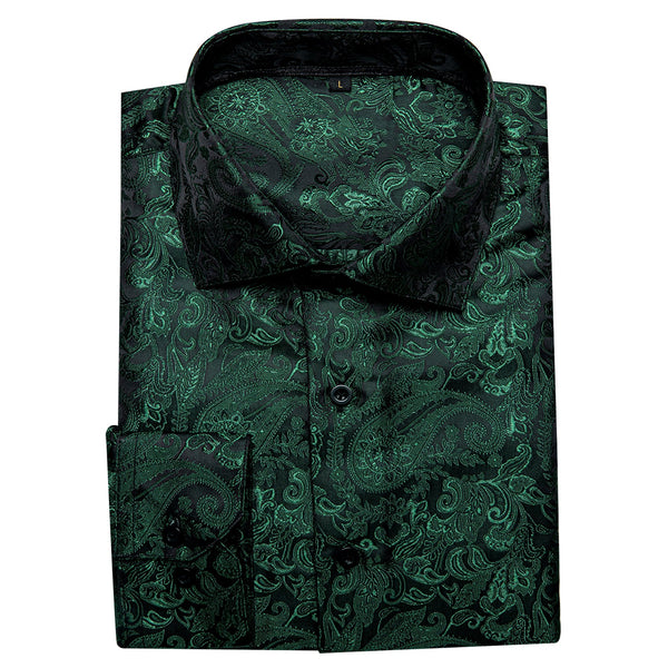 Dark Green Paisley Dress Shirt 3XL