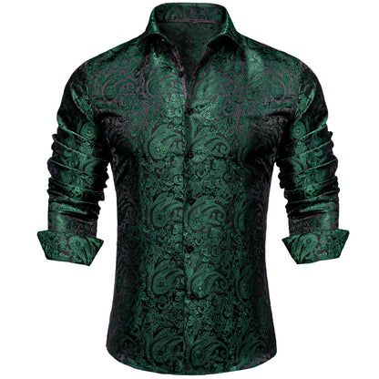 Dark Green Paisley Dress Shirt shirt    - Sophisticated Gentlemen