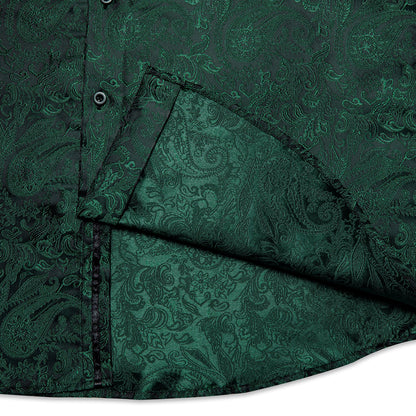 Dark Green Paisley Dress Shirt shirt    - Sophisticated Gentlemen