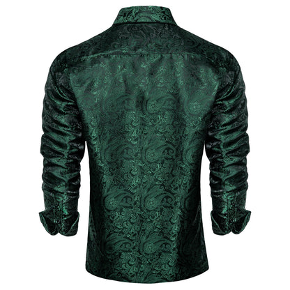 Dark Green Paisley Dress Shirt shirt    - Sophisticated Gentlemen