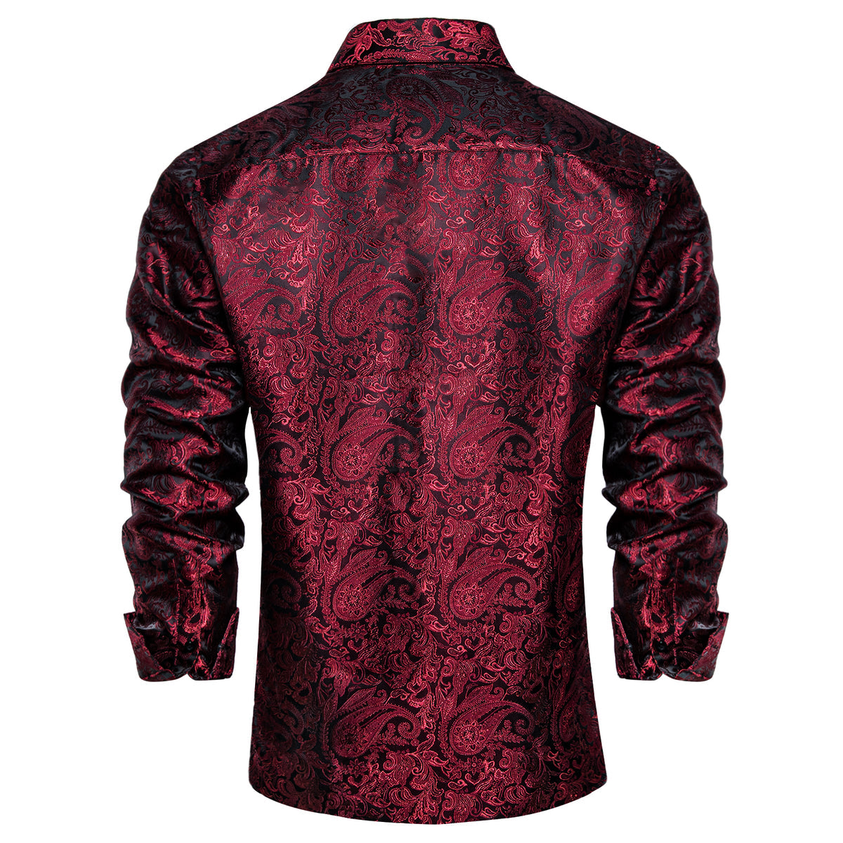 Dark Red Paisley Silk Shirt shirt    - Sophisticated Gentlemen