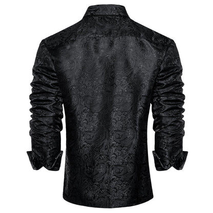 Black Paisley Silk Dress Shirt shirt    - Sophisticated Gentlemen
