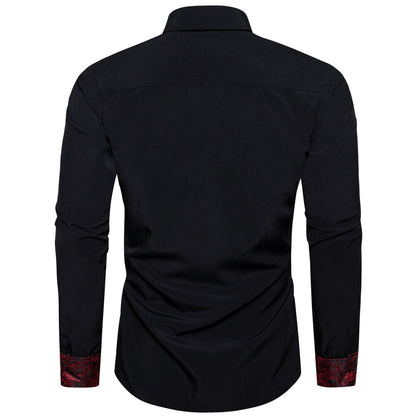Black with Red Paisley Accent Silk Dress Shirt shirt    - Sophisticated Gentlemen