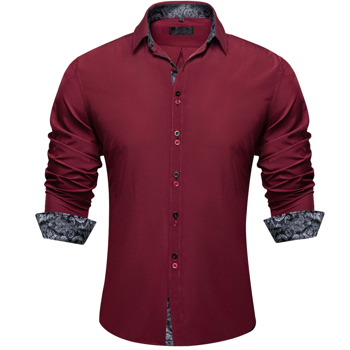 Burgundy Shirt With Black Paisley Accent L (Chest 47) Burgundy Shirt With Black Paisley Accent L (Chest 47)
