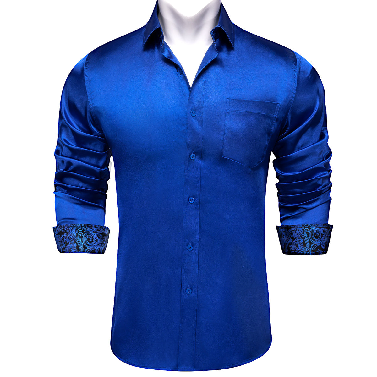 Royal Blue Shirt With Paisley Accent shirt S   - Sophisticated Gentlemen