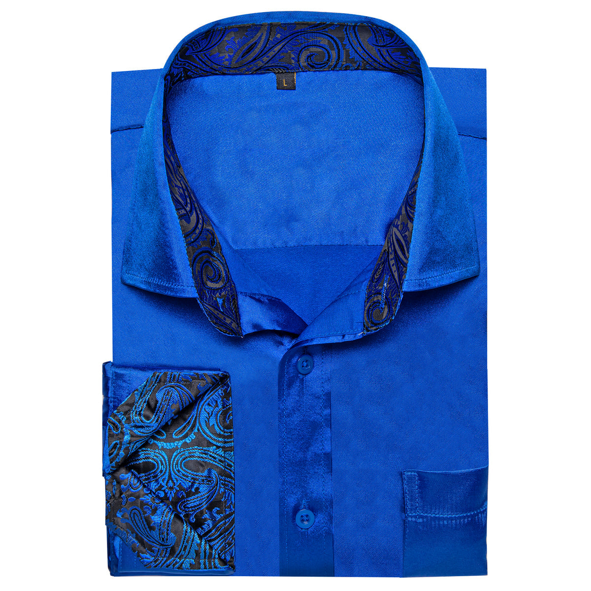 Royal Blue Shirt With Paisley Accent shirt    - Sophisticated Gentlemen