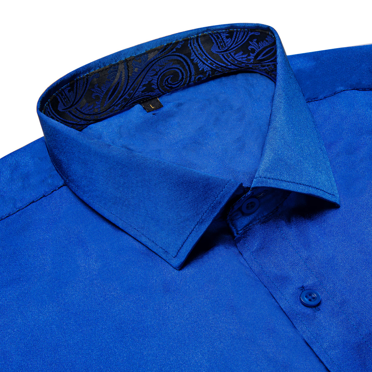 Royal Blue Shirt With Paisley Accent shirt    - Sophisticated Gentlemen