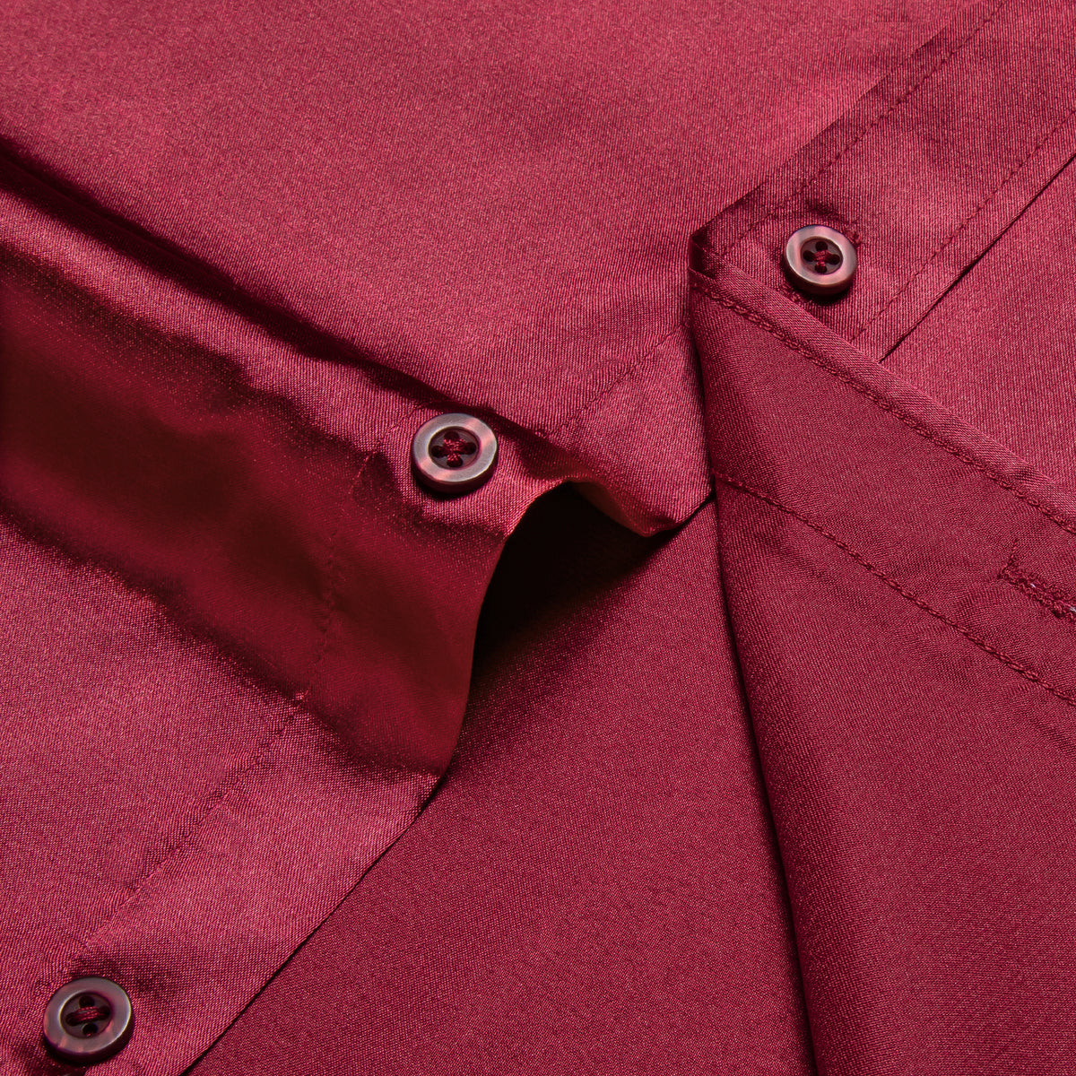 Burgundy Red Long Sleeve Shirt with Paisley Trim Detailing shirt - Sophisticated Gentlemen