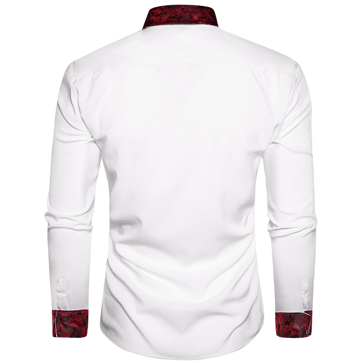 White Shirt with Red Paisley Accent shirt    - Sophisticated Gentlemen