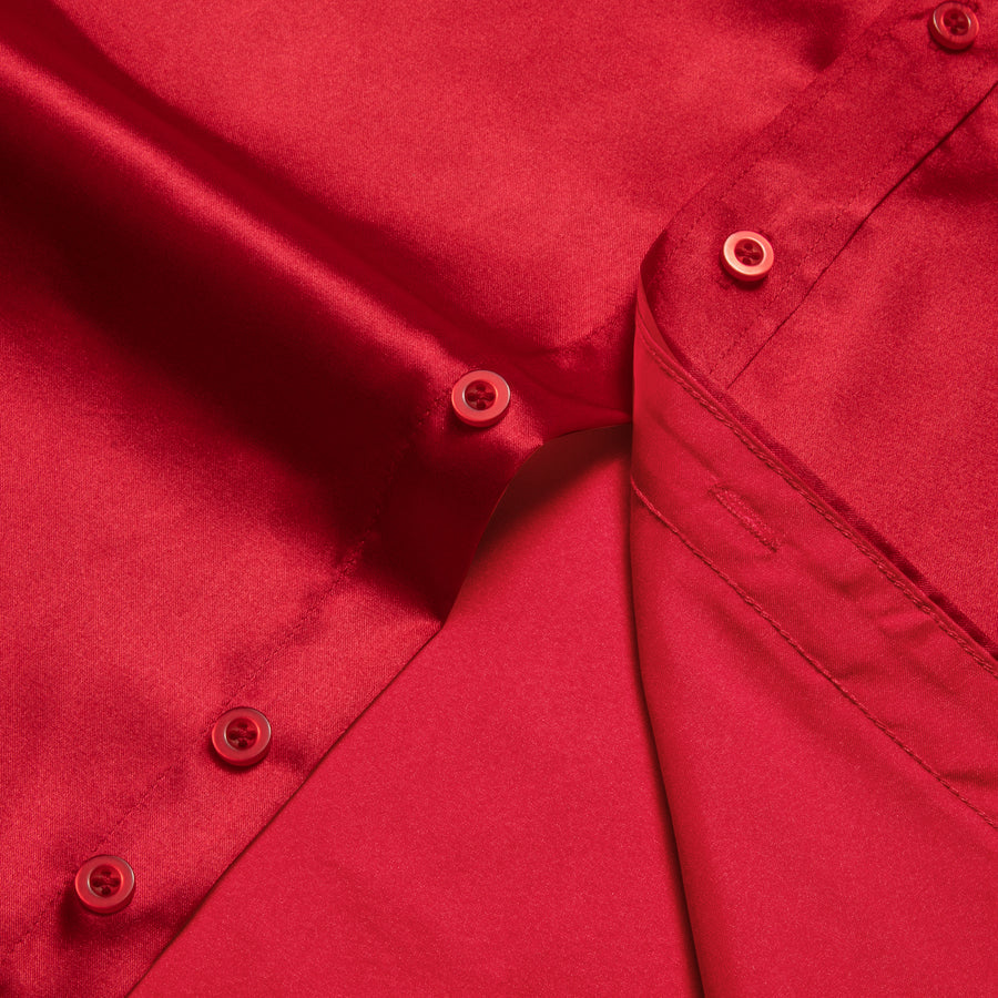 Red Dress Shirt with Black Floral Accent Trim shirt - Sophisticated Gentlemen